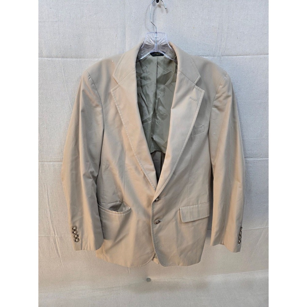 Saks Fifth Avenue Men Vintage Tan Two Button Blazer Sport Coat Made in USA 42-43